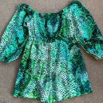Anthropologie NWT  Plenty Tracy Reese Peasant Romper Green Python Large Rtl. $228 Photo 13