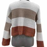 Anthropologie Moon & Madison XS sweater cropped, beige tan rust striped White Photo 3