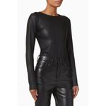 Good American NWT  Better Than Leather Long Sleeve Bodysuit Black Size 2 Photo 6