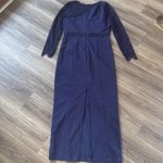 JS Collections JS collection Elegant Navy Blue Lace Sleeve Maxi 14 Evening Formal Dress Photo 3