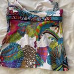 Trina Turk Vintage  top Stunning Multicolor strap blouse flowing Tankini Sz 6 Photo 9