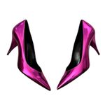 Saint Laurent NEW Kiki 85 Metallic Leather Pumps size 37 Pink Photo 5