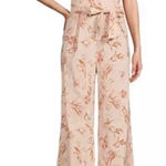 Antonio Melani Pink Floral One Shoulder Jumpsuit Linen Blend Belted Size 12 New Photo 0