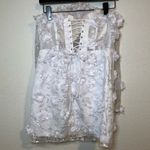 White Corset Floral Off the Shoulder Dress Size S Photo 6