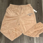 Women’s Cozy Faux Fur Sweatpants Tan Size XL Photo 0