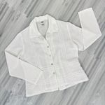 AKS Amy K Su Tencel Shirt Sheer Crop Button Front Pintuck Check White Small Photo 11
