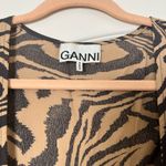 Ganni Tiger Print Wrap Long-Sleeve Maxi Dress Size EU 34 Black & Brown Photo 2