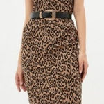 Banana Republic  Brown Tan Leopard Knee Length Dress Business Casual Party Size 2 Photo 0