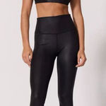MPG Sportswear Black Faux Leather Sports Bra & Leggings Set Photo 0