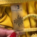 Tinibikini  Yellow Lace Up V-Neck Ribbed One-piece Swimsuit Photo 4