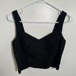 A New Day Linen Blend Crop Top Black Sweetheart Neck Photo 2