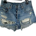 Levi's Blue Distressed Jean Shorts Photo 0