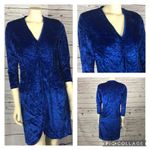 Handmade Vintage 70's crushed velvet colbat blue coat dress lined size small Photo 2