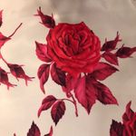 Women’s Satin Beige Red Floral Print Sleeveless Midi Dress Size L Photo 4