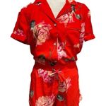 Victoria's Secret  ROMPER JUMPSUIT PAJAMAS RED FLORAL PRINT Size M NWOT Photo 1