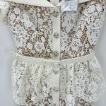 Self Portrait Cream Lace Peplum Midi Dress Wedding Bridal Cocktail US 2 NWT White Photo 10