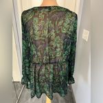 Torrid ‎ Floral Print Metallic Thread Babydoll Peasant Top Photo 3