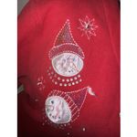 Classic Elements Y2K Snowmen W Snow Fleece Sweater Snap Embroidered Red -sz L Photo 1