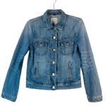 J.Crew Classic Denim Trucker Jacket ATQ Sanded Blue XS Moto Grunge Rock Capsule Photo 0