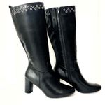 kim rogers New  Black Tall Boot Silver Hardware SZ-9 Photo 1