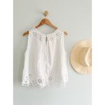 Madewell | NWT Embroidered Eyelet High-Low Tank Top in Salt White | Size M Photo 9