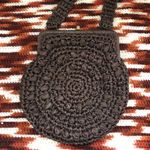 Vintage Made in Italy Dark Brown Woven Crotchet Crossbody Shoulder Clutch Bag Purse Gold Photo 0