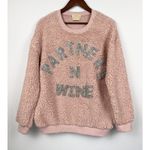 Judith March Pink Sherpa S Sweatshirt Partners N Wine Rhinestone Lettering Photo 0