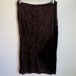 Notations Vintage Velvet Burnout Maxi Skirt Espresso Brown Plus Size 1X Pull On Photo 2