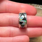Onyx Vintage Inlay Black & Opal 925 Sterling Silver Ring Photo 12