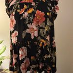 American Eagle  Outfitters Black Floral Ruffled Blouse Size M Photo 2
