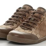 Gucci monogram GG lurex canvas and leather high top sneakers size IT 35 US 5 Photo 0