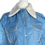 Vintage White Stag Blue Puffer Coat Sherpa Collar Winter Jacket Rustic Ski Lodge Size 6 Photo 3