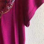 Moa Moa  Top Pink Sequin Floral Bib Cap Slv Tee L Photo 5