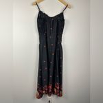 Free People On My Own Floral Satin Smocked Midi Dress Women’s Sz M Black Size M Photo 7