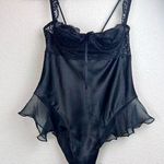 Victoria's Secret Vintage Lace Satin Flutter Corset Bodysuit in Black Size S Photo 0