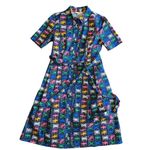 Boden Anastasia Shirt Dress In Navy Flags Women's Size: 4 Blue Photo 1