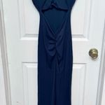 Like new navy workout jumpsuit romper with ruched butt and open back MEDIUM Blue Photo 1