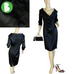 Kay Unger  BLACK SATIN SHAWL COLLAR COCKTAIL DRESS NWT (10) Photo 1