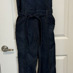 Guess  Jayden Denim Jumpsuit L Y2K Sleeveless Wide Leg Belted Zip‎ Back Dark Wash Photo 0