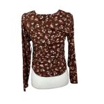 NWT Jolie & Joy by fctc Brown floral print top long sleeve size L Size L Photo 2