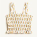 J.Crew  Smocked Tube Top Gathered Floral Block Print Size Large Photo 0