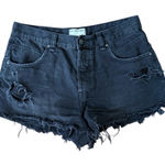 Free People  We The Free Now Or Never Denim Shorts Distressed Black Size 28 Photo 0