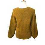 Ann Taylor Wool blend Knit Sweater Bubble Sleeve Wool Blend Ribbed Mustard Yello Photo 4
