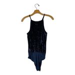 Greylin  Navy Blue Velvet Spaghetti Strap Halter Neckline Clarissa‎ Bodysuit XS Photo 5