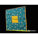 Vintage Emeraude Large Tassel Green Gold Purple Scarf Shawl Photo 1