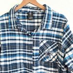 NFL Dallas Cowboys Blue Plaid Flannel Button Front Shirt Women’s 1X Photo 1