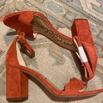 Sam Edelman Odila Leather Suede Block Heel Scalloped Sandals Dusty Orange Sz 10 Photo 0
