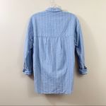 ZARA Embroidered Eyelash Striped Button Down Blue/White Long Sleeve Top Photo 2