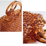 Amber Transparent Beaded Acrylic HandBag Wedding, Casual like Cult Gaia Custom Brown Photo 6