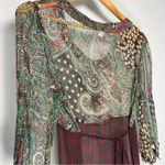 Kimchi Blue  Sheer Silk Dress Animal Print Patchwork Fairy Boho Festival Paisley Photo 6